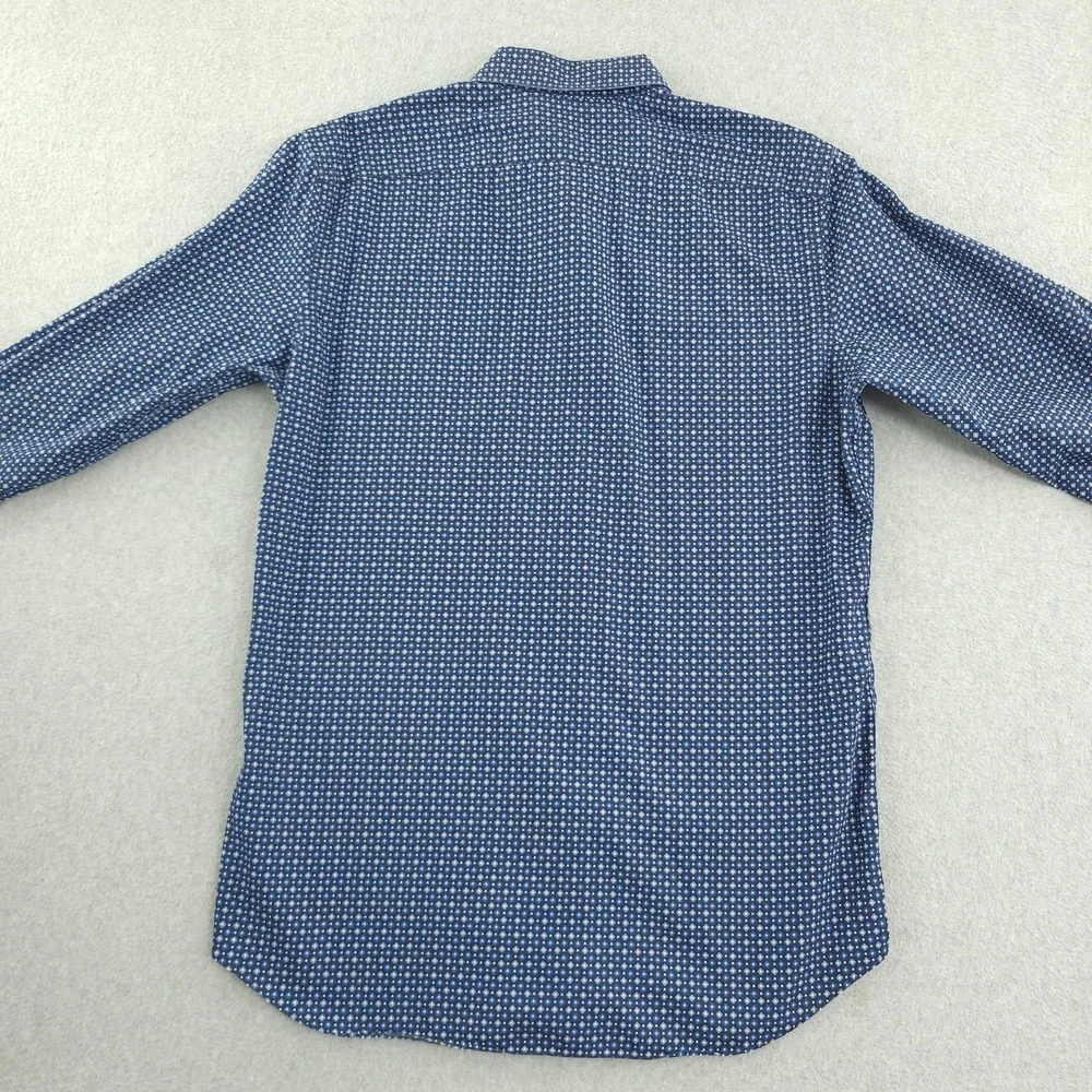 Banana Republic Dress Shirt Mens Large Blue Geometric Slim Fit Non Iron Cotton